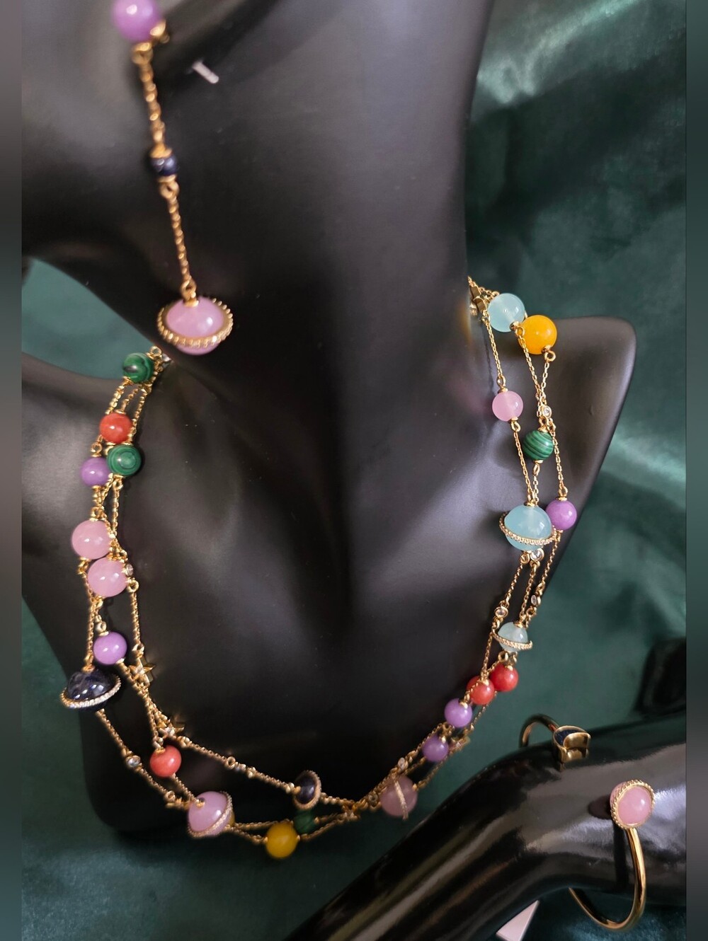 kate spade Gold Multi-Bead Necklace with Pastel and Jewel Tones